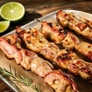 Chuzos de pollo con tocineta